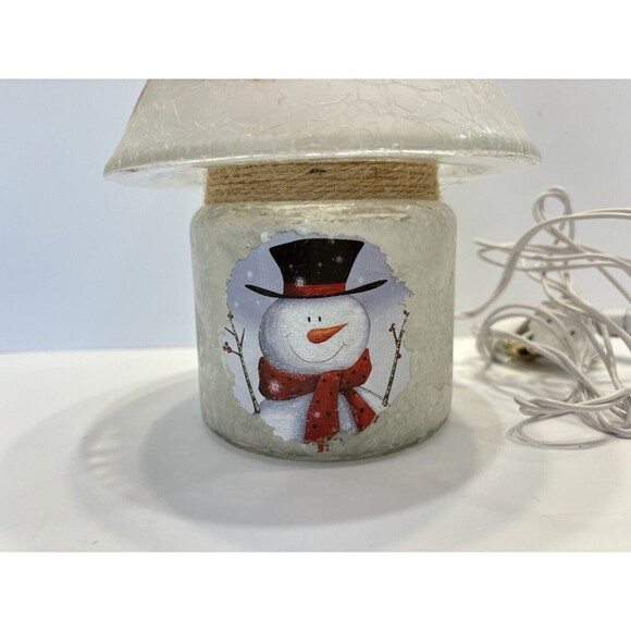Stony Creek Decorative Lighted Glass Snowman Lamp Christmas Decor Tabletop - Picture 3 of 12